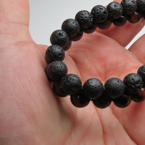 Natural Lava & Tiger eye Beads Bracelet - Picture 2 of 3